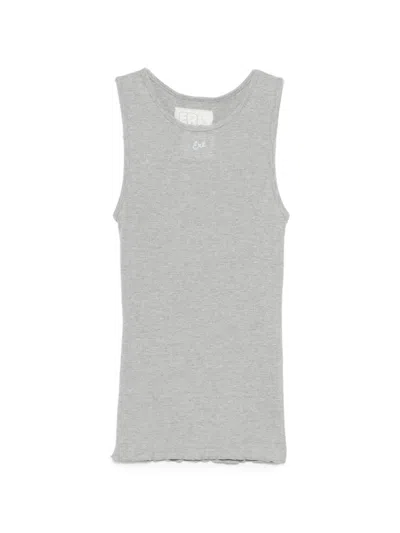 Erl Ribbed Logo Tank Top In Gray