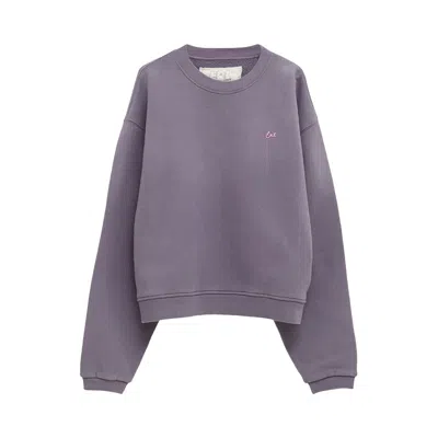 Pre-owned Erl Script Crewneck Sweatshirt Knit 'purple' | Men's Size L