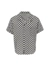 Erl Black And White Bowling Shirt With Check Motif In Black