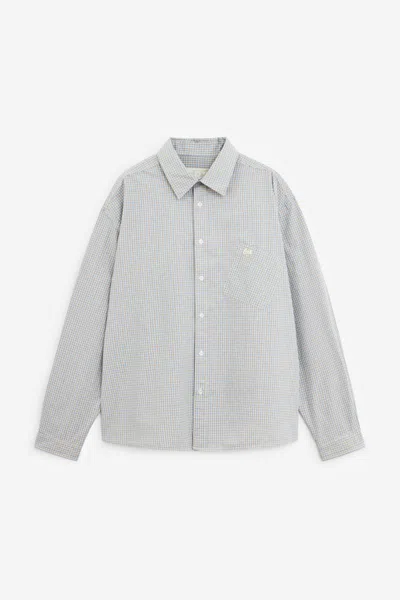 Erl Check Cotton Shirt In Gray