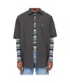 Erl Black Mini Plaid Short Sleeve Shirt In Black
