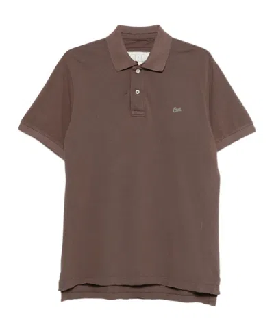 Erl Short-sleeved Polo Shirt In Brown