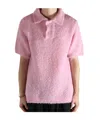 Erl Gender Inclusive Alpaca Blend Polo Sweater In Pink