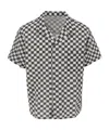 Erl Black And White Bowling Shirt With Check Motif In Black