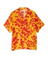 Erl Floral Patterned Short Sleeve Unisex Shirt With Breast Pocke In Yellow