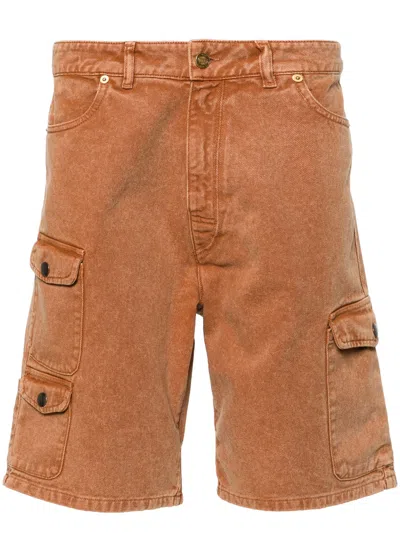Erl Denim Cargo Shorts In Brown
