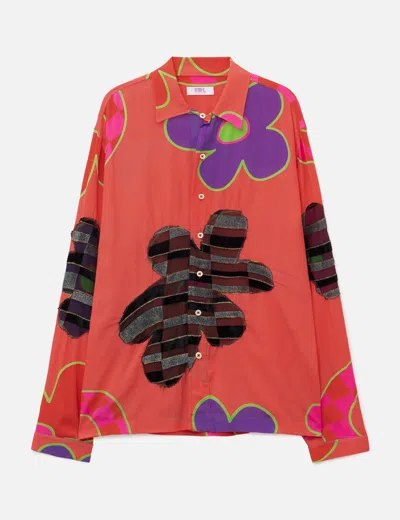Erl Silk Shirt In Orange/橙色/오렌지/オレンジ