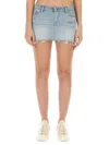 Erl Light Blue Logo Mini-skirt In Blue