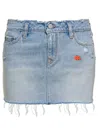 Erl Light Blue Logo Mini-skirt In Blue