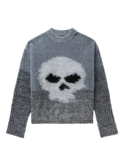 ERL SKULL-EMBELLISHMENT CREW-NECK SWEATER
