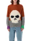 Erl Mohair Skull Intarsia Sweater In Brown