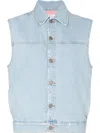 Erl Sleeveless Cotton Denim Jacket In Blau