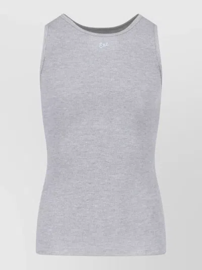 Erl Sleeveless Ribbed Knit Crewneck T-shirt In Gray
