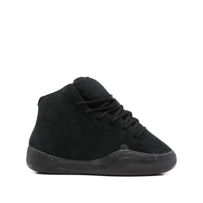 Erl Mid Vamp Black Sneakers With Logo Lettering On The Tongue In Suede Man