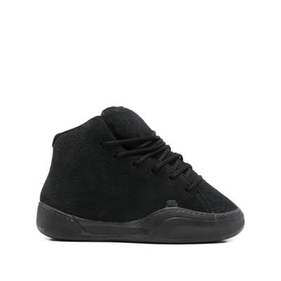 Erl Mid Vamp Black Sneakers With Logo Lettering On The Tongue In Suede Man