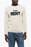 Erl Chenille Crew-neck Sweater With Ribbed Edge In Neutral
