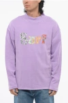 Erl Solid Color Mock-neck Sweatshirt With Contrasting Patches