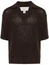 Erl Speckle-knit Polo Sweater In Brown