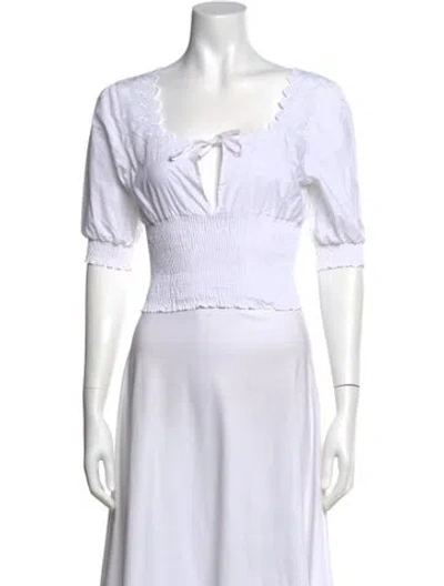 Pre-owned Erl Square Neckline Short Sleeve Crop Top In White