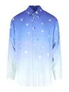 Erl Collared Shirt With Long Sleeves And Gradient Star Pattern In Blue