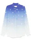 Erl Collared Shirt With Long Sleeves And Gradient Star Pattern In Blue