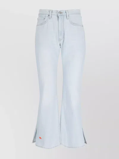 Erl Straight Leg Trousers Side Slits In Blue