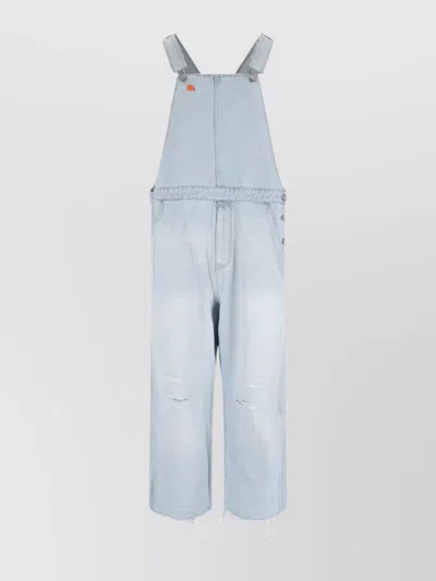 Erl Straight Trousers With Adjustable Straps And Distressed Styling