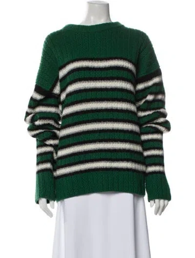 Pre-owned Erl Striped Bateau Neckline Sweater In Green