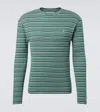 Erl Striped Cotton Jersey T-shirt In Green