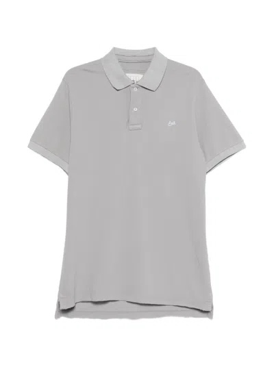 Erl Striped Cotton Polo Shirt In Grey