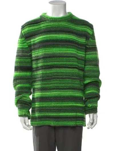 Pre-owned Erl Striped Crew Neck Pullover In Green