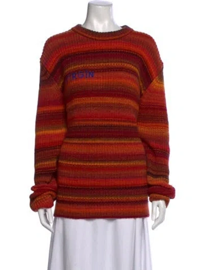 Pre-owned Erl Striped Crew Neck Sweater In Orange