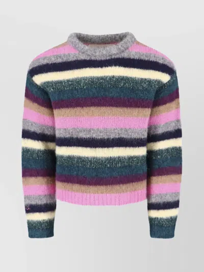 ERL STRIPED LONG SLEEVE CREW NECK TOP