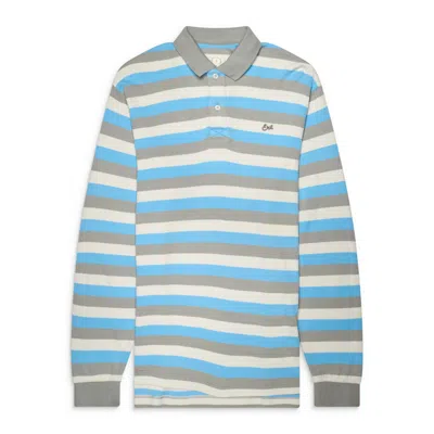 Erl Multicolor Long-sleeved Polo Shirt With Striped Motif In Cotton Man In Blue