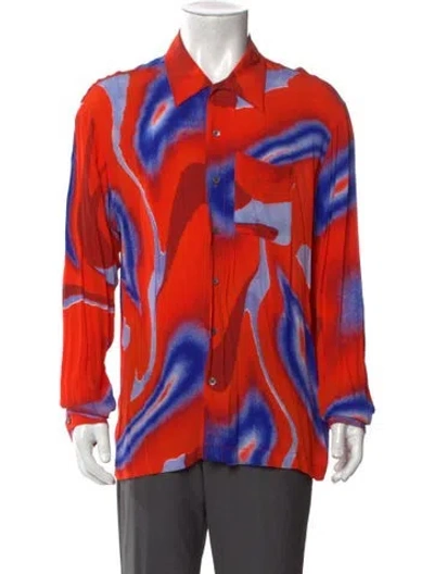 Pre-owned Erl Striped Long Sleeve Shirt In Orange