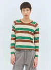 Erl Striped Cotton Jersey T-shirt In Multicolour