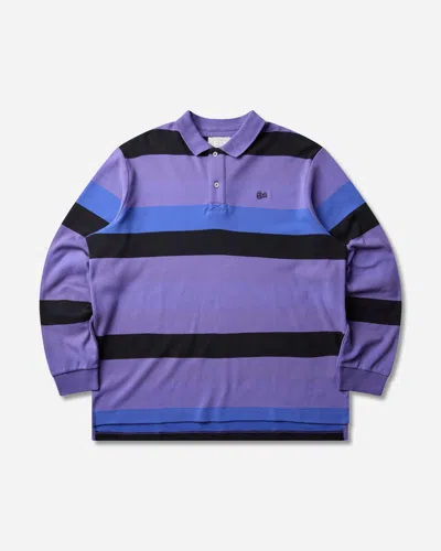 Erl Striped Longsleeve Rugby Polo In Purple