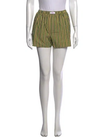 Pre-owned Erl Striped Mini Shorts W/ Tags In Green