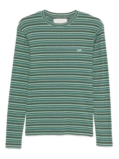 Erl Striped T-shirt In Green