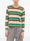 Erl Striped Cotton Jersey T-shirt In Neutrals