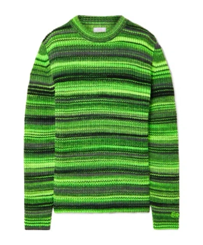 Erl Striped Wool-blend Sweater In Green