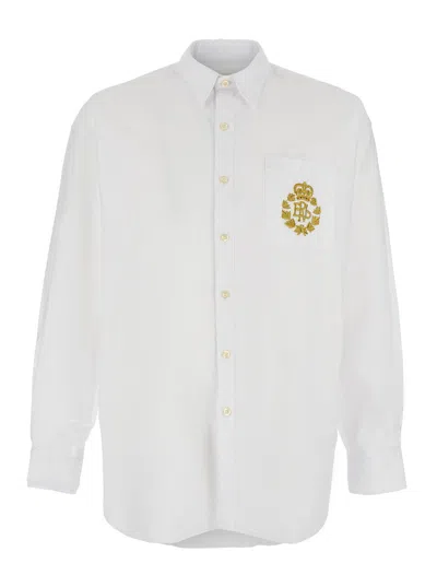 Erl Striped Woven Cotton Shirt In White