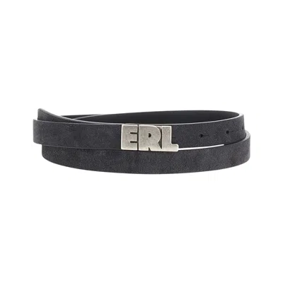Pre-owned Erl Suede Skinny Leather Belt 'pepe' | Black | Men's Size Onesize