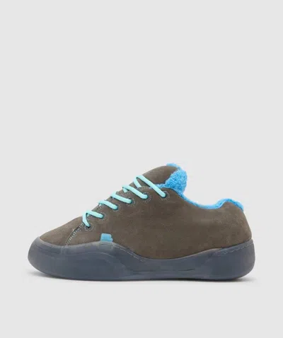 Erl Suede Vamp Skate Sneaker In Electric Grey