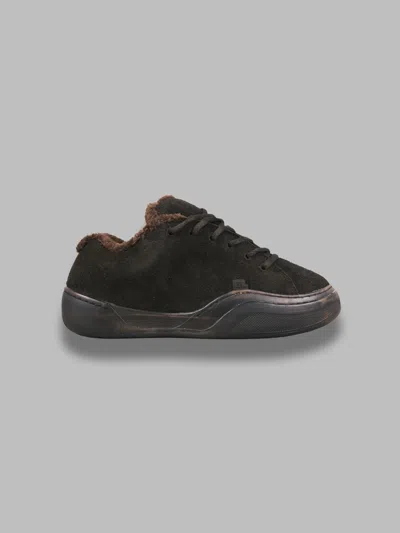 Erl Vamp Muddy Leather Sneakers In Brown