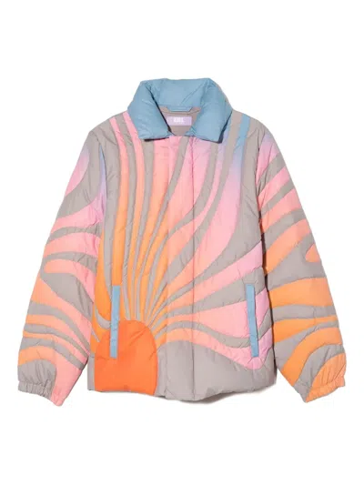 Erl Sun-motif Padded Jacket In Orange