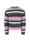Erl Striped Long Sleeve Crew Neck Top In Multi