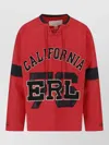 Erl Lace-up Graphic Sweatshirt In Red