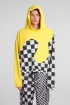 Erl Yellow Check Pattern Panelled Hoodie In Cotton Unisex