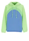 Erl Color-block Relaxed Fit Hoodie With Textured Detail In Blue